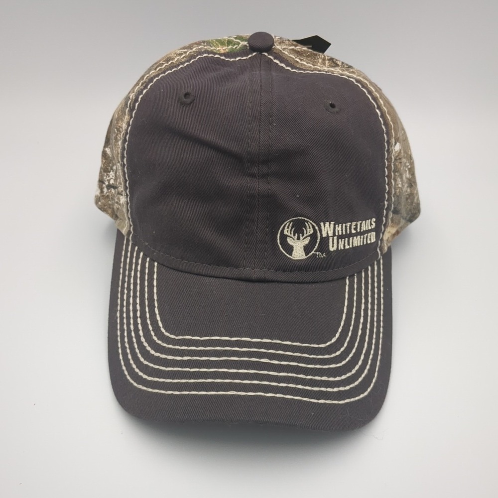 Whitetails Unlimited New Realtree Edge Hat Cap Dark Gray with Camouflage NWT‎